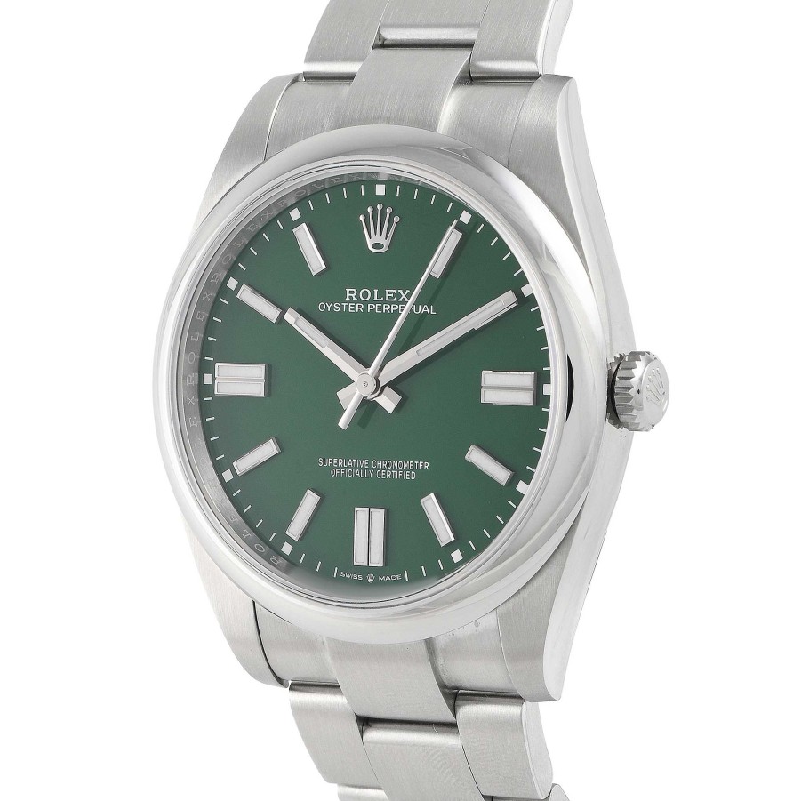 Men'S Watches Rolex | Oyster Perpetual 41 Green Dial Watch