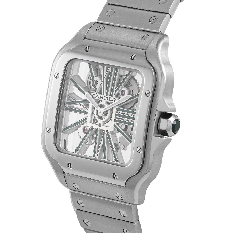 Skeleton Watches Cartier | Santos De Green Skeleton Watch