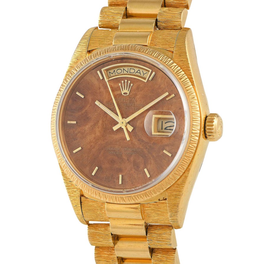 Gold Watches Rolex | Day-Date Birch Burlwood Dial Bark Finish Watch