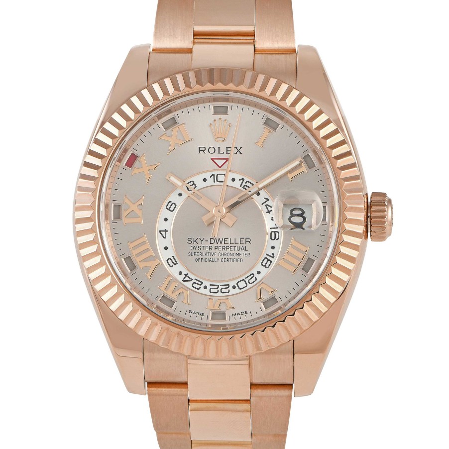 Men'S Watches Rolex | Sky-Dweller Slate Roman Dial Everose Gold Watch