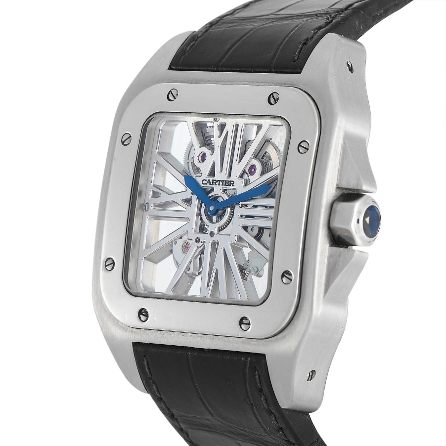 Men'S Watches Cartier | Santos 100 Skeleton Palladium Watch