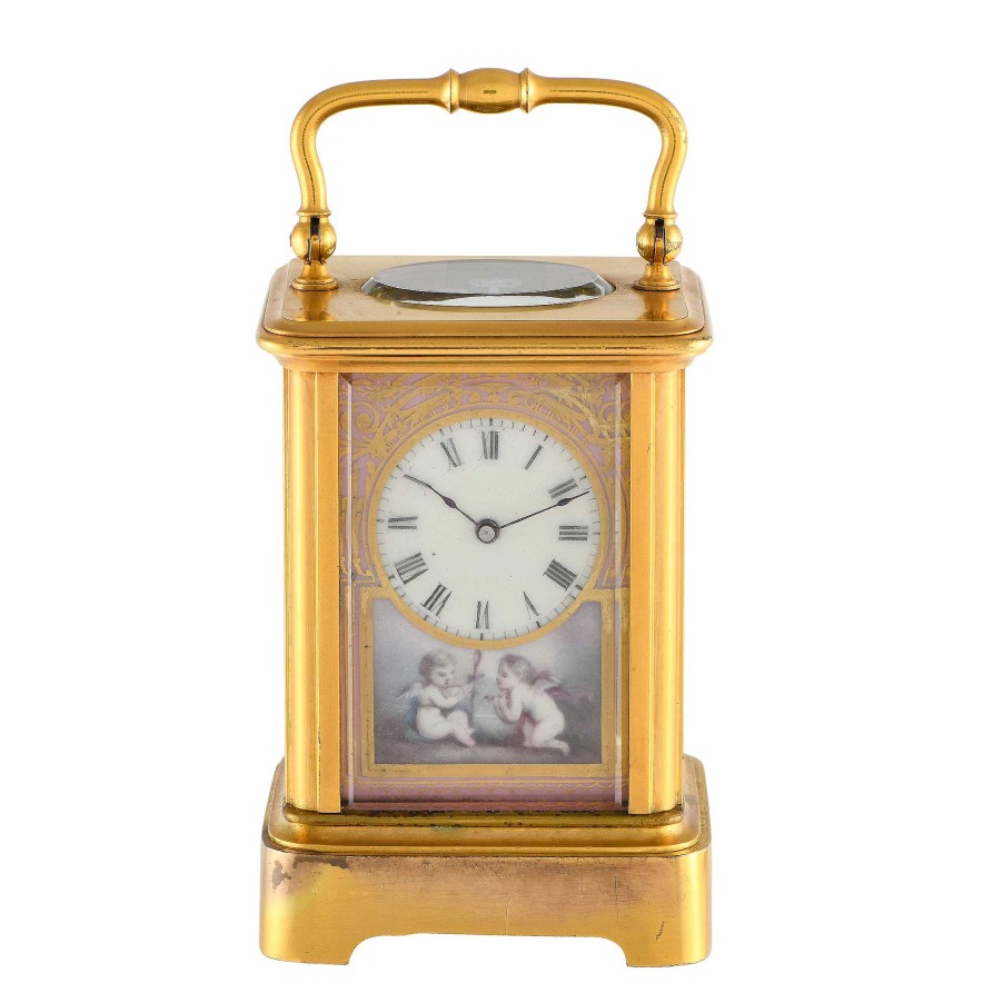 Women'S Watches Brass & Enamel | Brass & Enamel Miniature French Carriage Table Clock