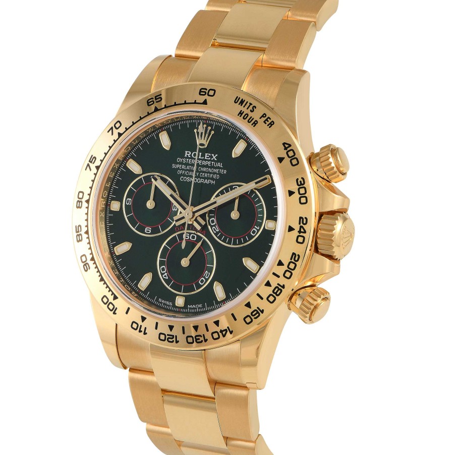 Men'S Watches Rolex | Daytona Green Dial Yellow Gold Watch