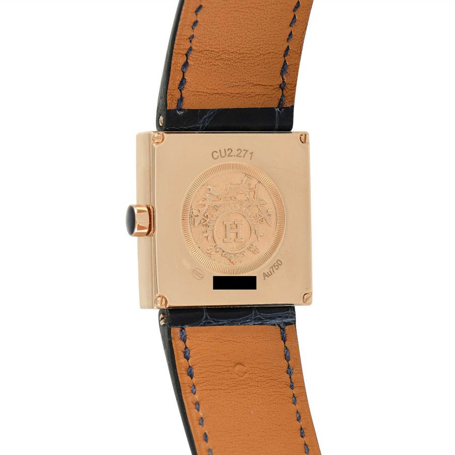 Diamond Watches Hermes | Carr Cuir Rose Gold Diamond Ladies Watch