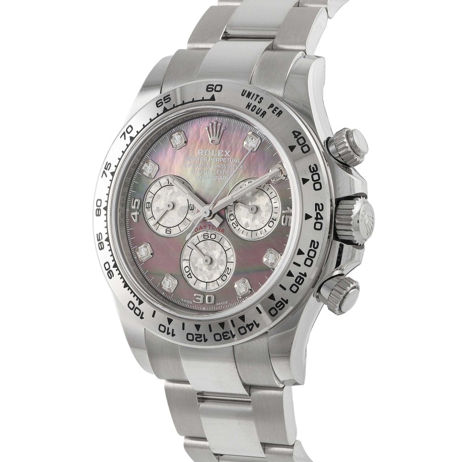 Men'S Watches Rolex | Daytona Black Mother Of Pearl Diamond Dial Watch