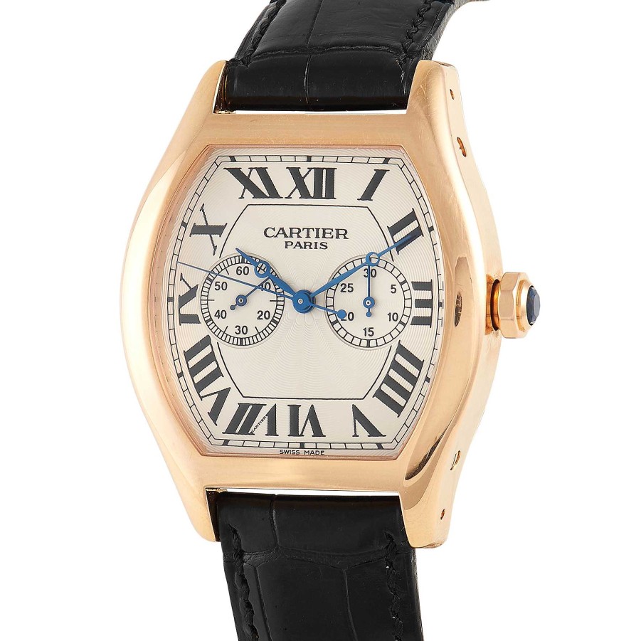 Gold Watches Cartier | Tortue Xl Monopusher Chronograph Watch